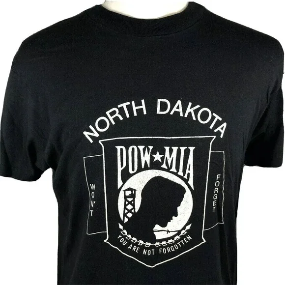 North Dakota POW MIA VTG 70s Screen Stars T-Shirt Size Large Single Stitch USA - Picture 5 of 8